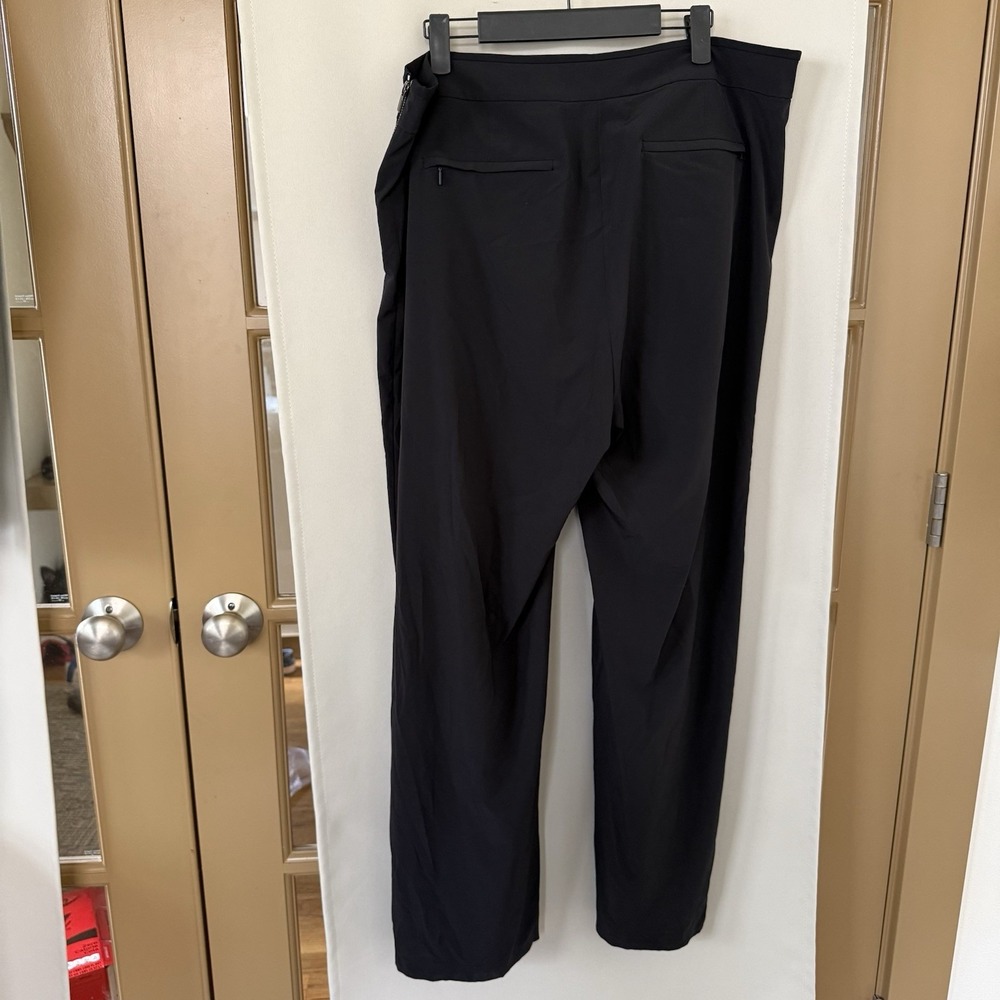 Athleta Womens 16 Black Gramercy Park Trouser Wide Leg Pants Ankle Snaps Bottoms - Picture 5 of 10